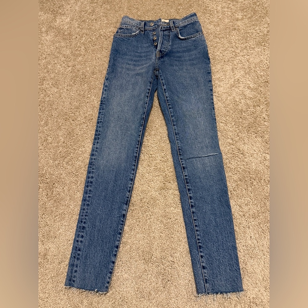 Free People We The Free Distressed Button-Fly Jeans Size 24